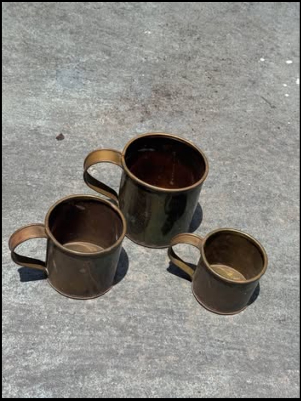 Set of 3 Brown Brass-Style Metal Mugs